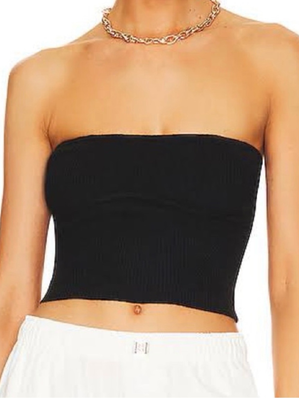 XS Abercrombie & Fitch Black Ottoman Ribbed Strapless Crop Tube Top